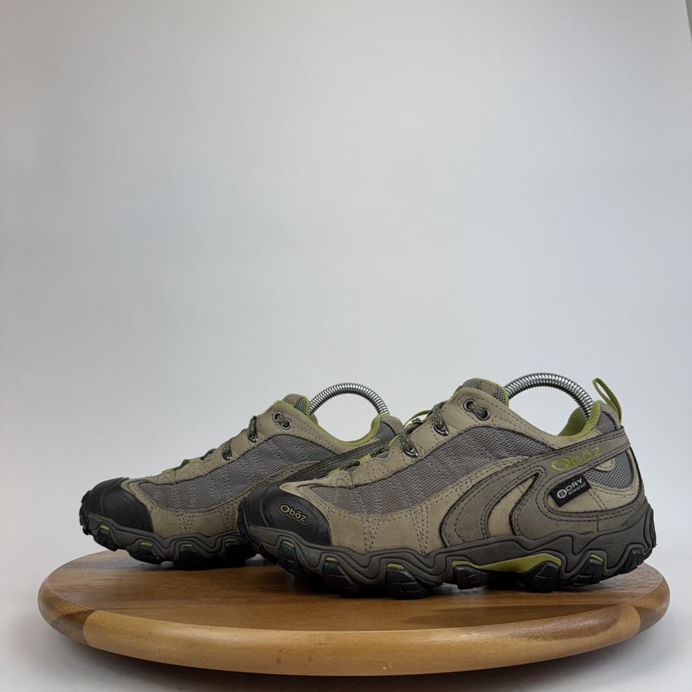 Womens Oboz Phoenix Low Beige Leather Athletic Waterproof Hiking Shoes Size 8 M